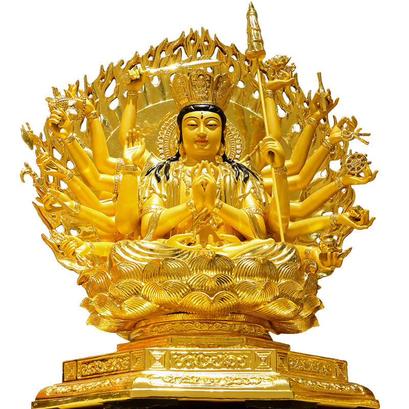 纯铜贴真金准提佛母像装藏准提菩萨佛像家用菩萨神像摆件
