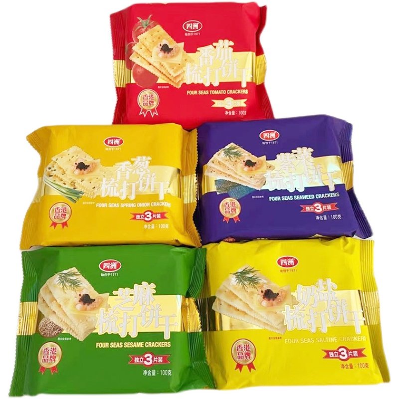 四洲香葱梳打饼干100g咸味食品苏打多口口味苏打饼干