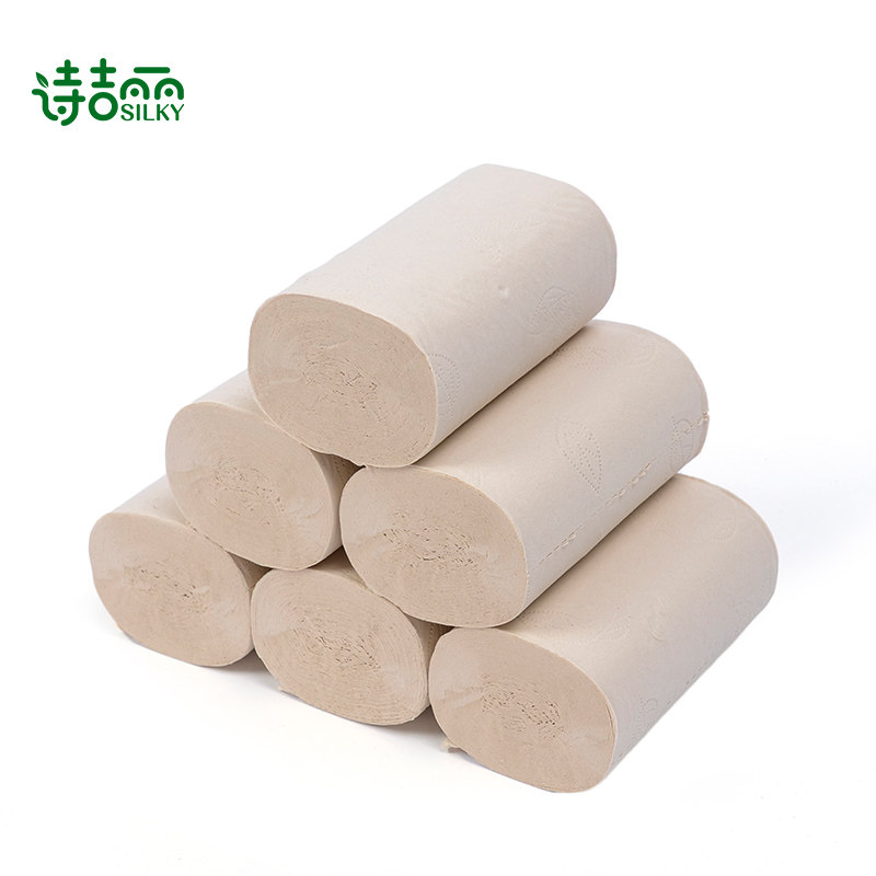 诗吉丽卷纸卫生纸无芯家用50卷筒纸巾厕纸手纸本色纸整箱500