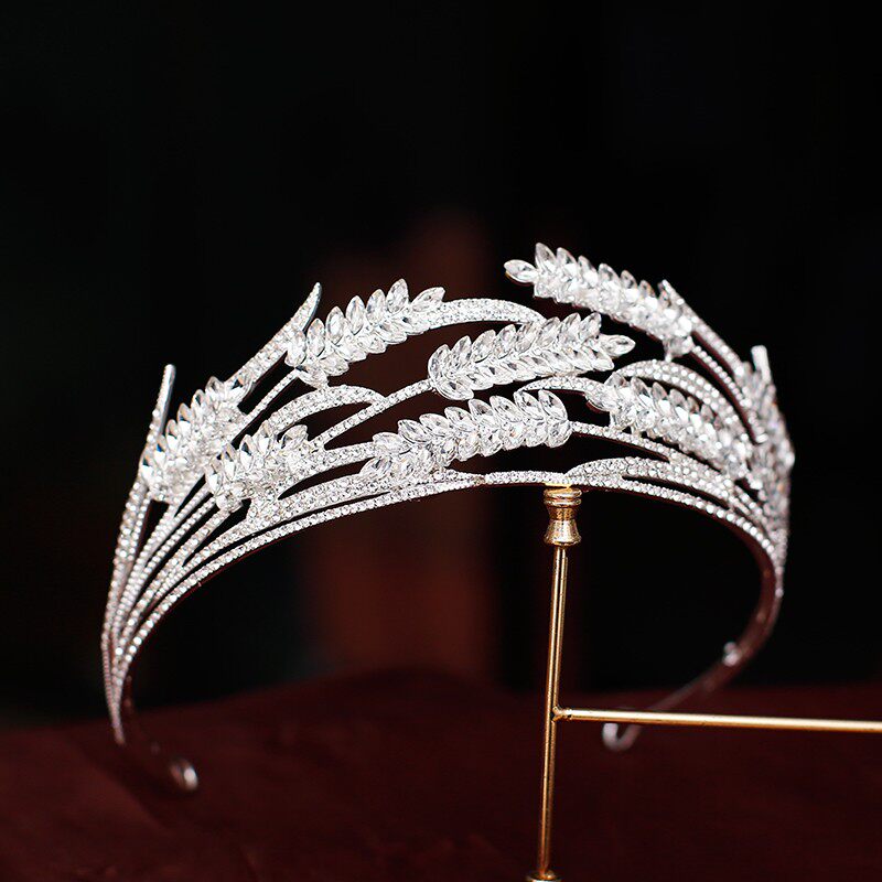大气新娘皇冠头饰超闪超仙简约水钻麦穗王冠发饰