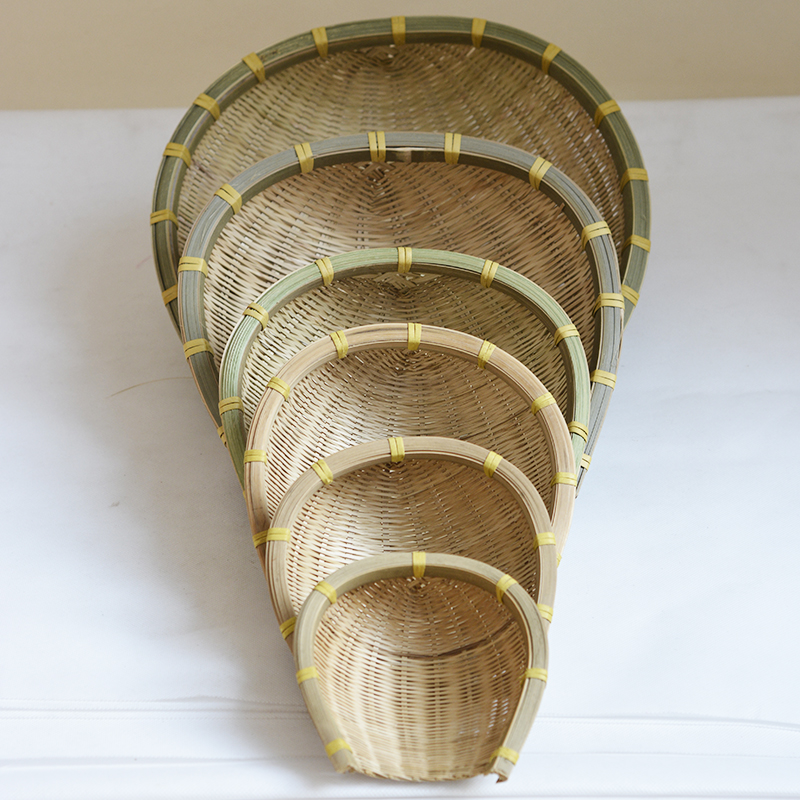 竹编簸箕手工筲箕开口竹制品谷插洗菜沥水筐淘米果盆