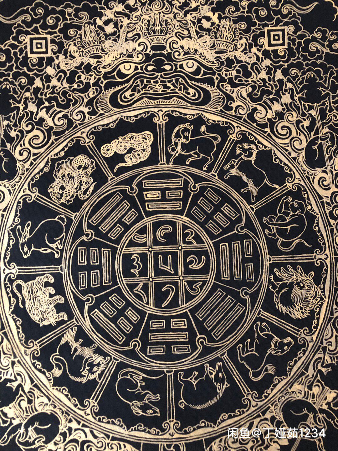 九宫八卦图线描手工唐卡描金西藏手绘diy涂色diy