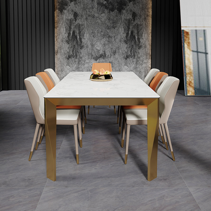 轻奢拉米娜亮光岩板餐桌家用意式德利丰饭桌设计师高端长方形桌子