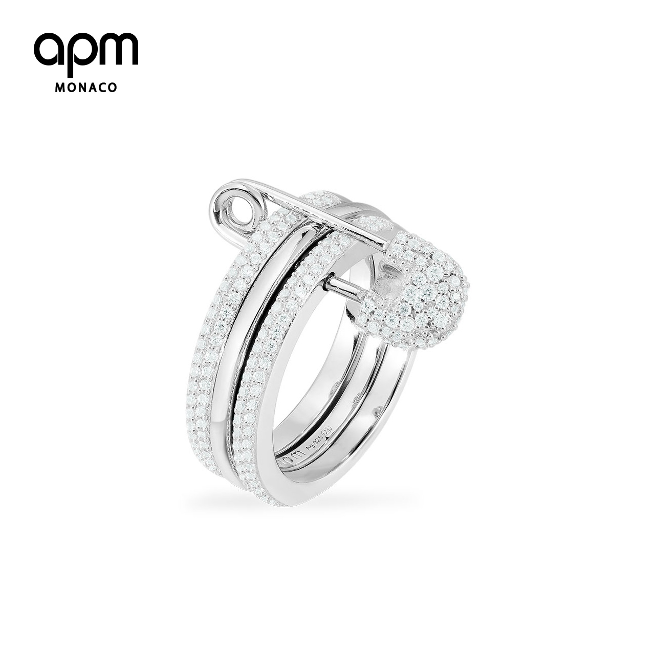 apm monaco别针戒指女ins潮简约食指戒指 情侣指环银饰送女友礼物