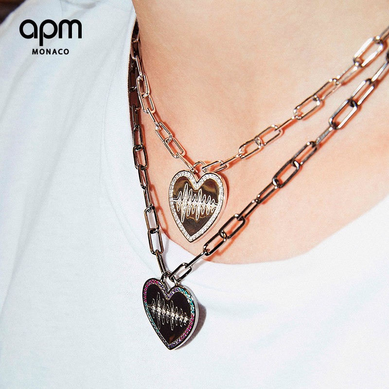 apm monaco跳动的心情侣项链 2021年新款毛衣链秋冬锁骨链礼物