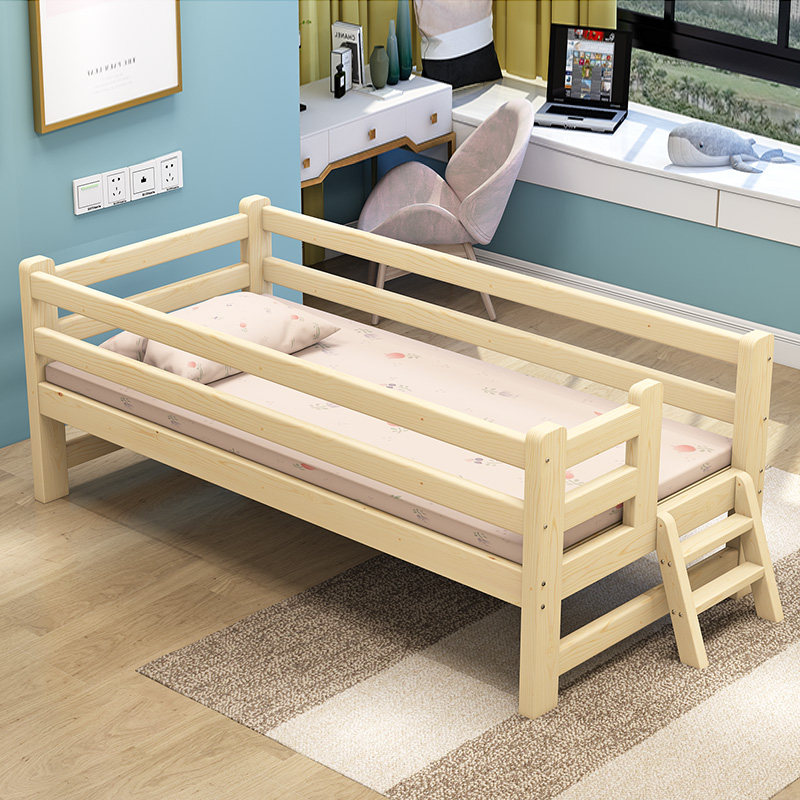 加宽床拼接床定制儿童床带护栏单人床实木床加宽拼接加床拼床定做_绿