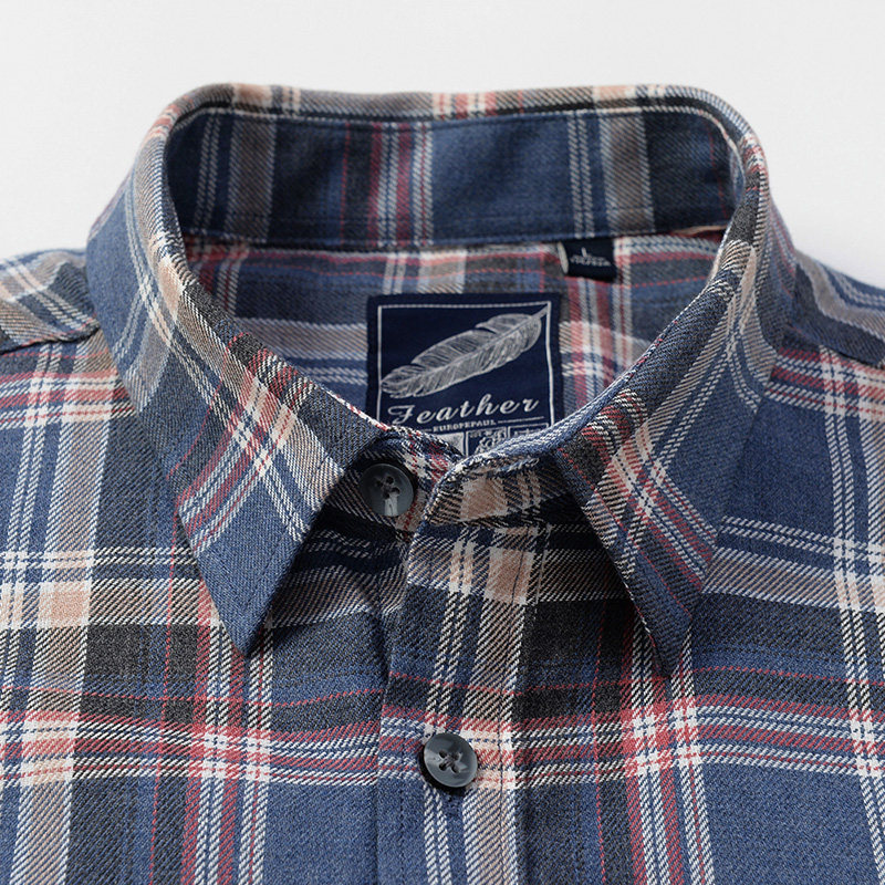 欧保罗男士保暖衬衫冬季加绒加厚修身纯棉格子衬衫