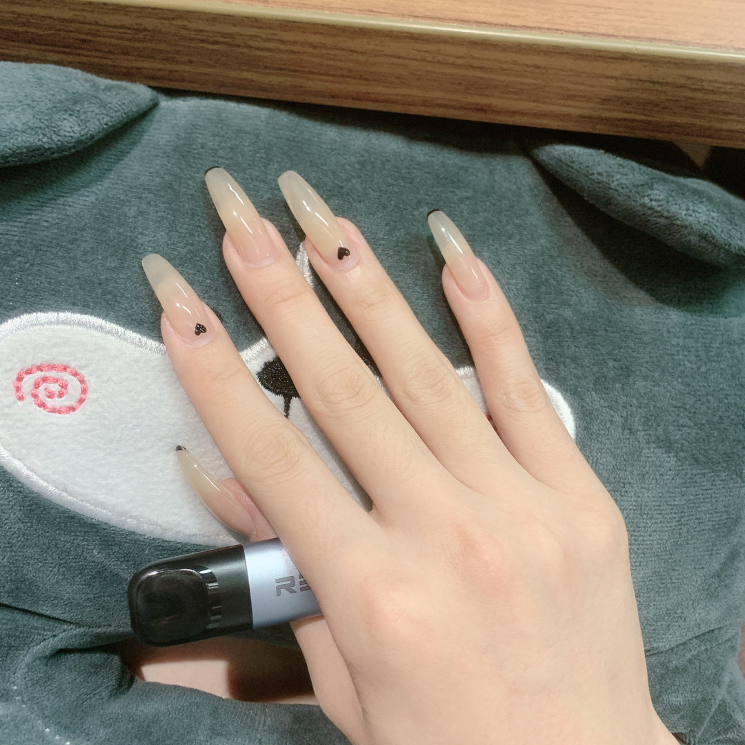 指甲贴片光疗成品夏日爱心冰透裸色纯色美甲指甲彩妆