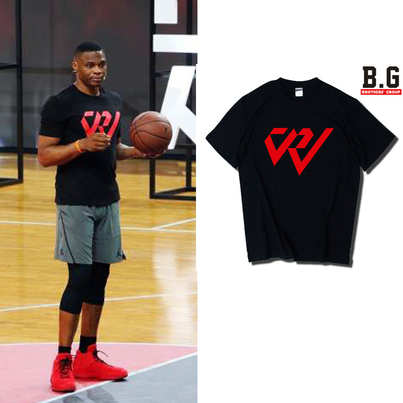 westbrook威少中国行广州圆领威斯布鲁克logo篮球运动休闲运动t恤