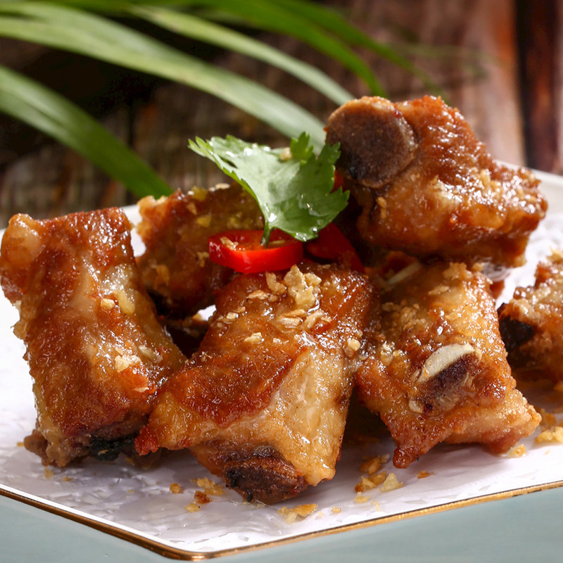 速冻食品蒜香骨油炸小吃酒店特色菜半成品陈皮骨排骨宵夜速冻500g