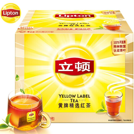 lipton立顿红茶粉精选黄牌红茶包200泡400g小包袋泡红茶斯里兰卡