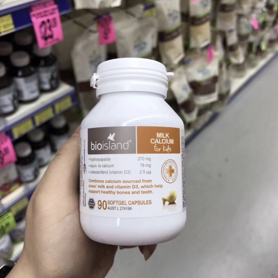 澳洲直邮bioisland液体乳钙婴幼儿补钙维生素90粒钙铁锌