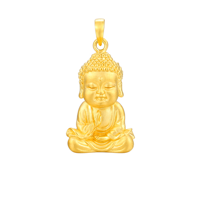 黄金佛金佛吊坠足金硬金如来佛祖项链男女挂坠妈妈首饰颈饰