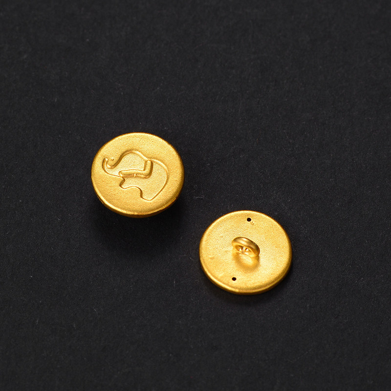 黄金兴隆古法金纽扣足金平安喜乐扣子胸针装饰纽扣定价黄金胸针