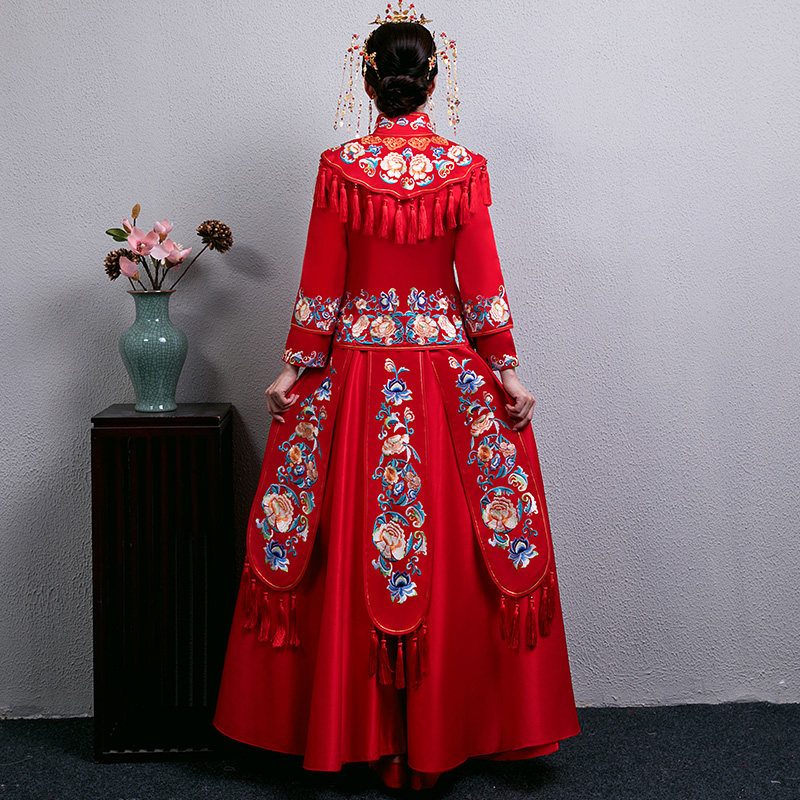 秀禾服新娘2018新款中式礼服古代婚纱凤冠霞帔结婚古装出阁服嫁衣