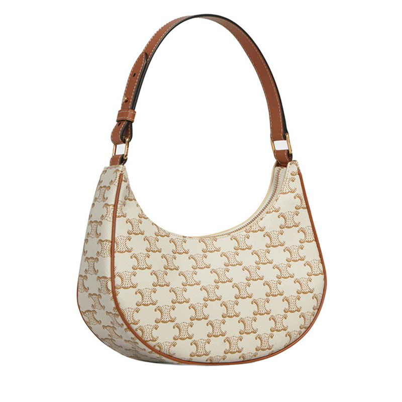 celine思琳女包avalogo印花织物拼皮腋下包单肩通用款女包