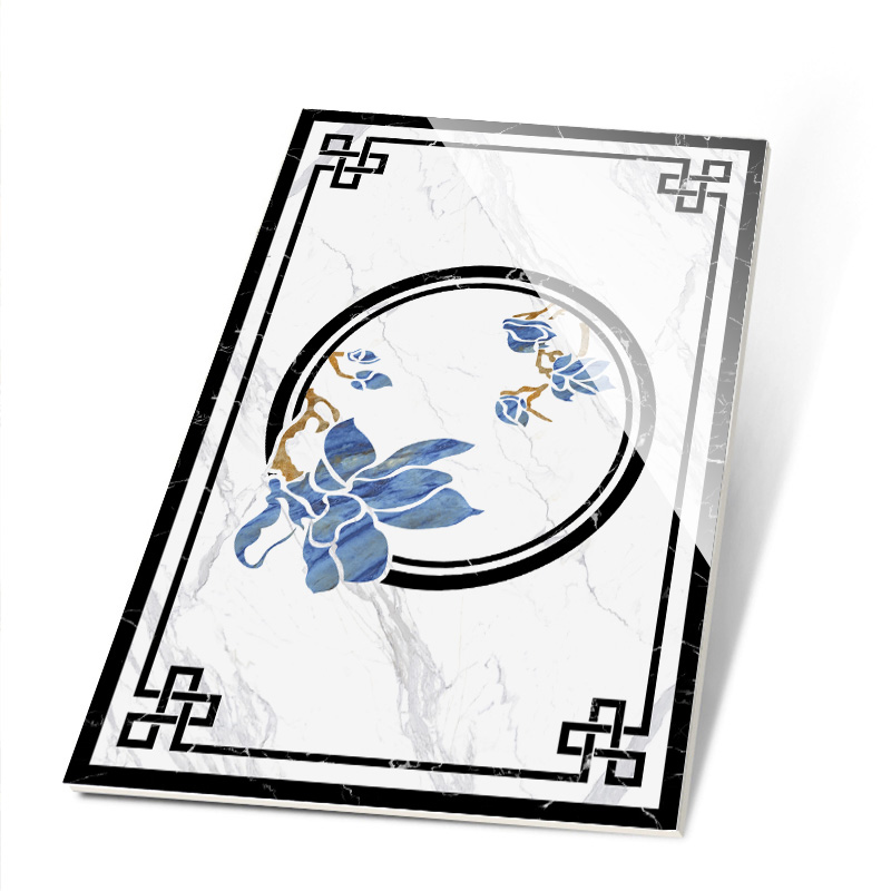 现代简约客厅地毯地砖水刀新款板砖地板拼花新中式抛晶砖