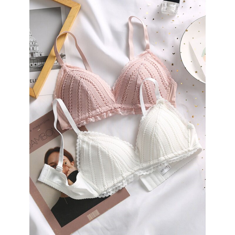 内衣女小胸聚拢无钢圈超薄款少女学生大胸显小调整型透气无痕胸罩