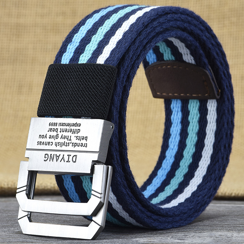 男士帆布腰带双环扣皮带简约韩版个性潮人青年学生加长裤带