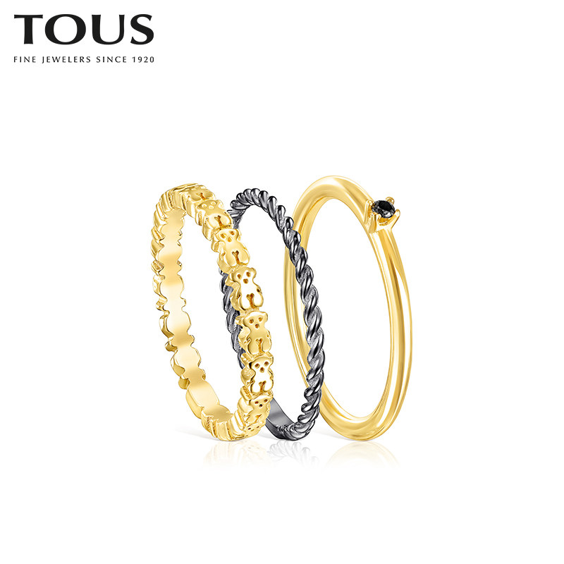 tous桃丝熊ringmix戒指叠戴个性时尚三只售卖戒指