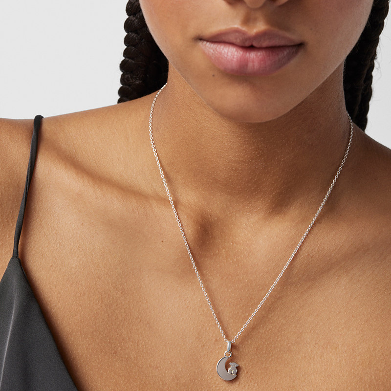 tous桃丝熊月亮小熊组合项链锁骨轻奢小众项链