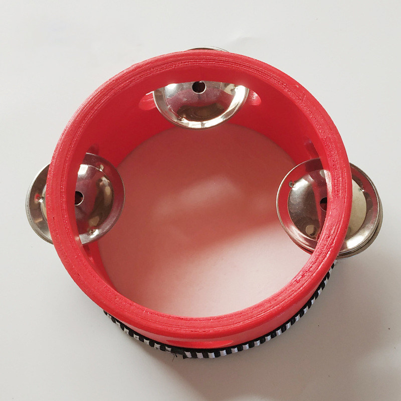 铃鼓奥尔夫打击乐器红色仿皮儿童手摇铃鼓鼓幼儿园表演儿童击打乐器