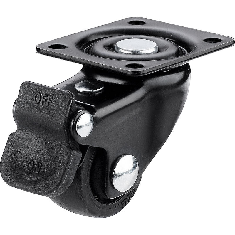 1寸黑色橡胶迷你滑轮静音家具小号微型刹车脚轮