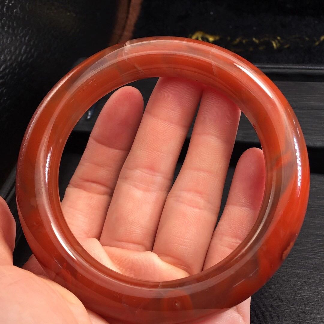 天然南红玛瑙手镯圆条柱型圈口61mm支持国检男手镯