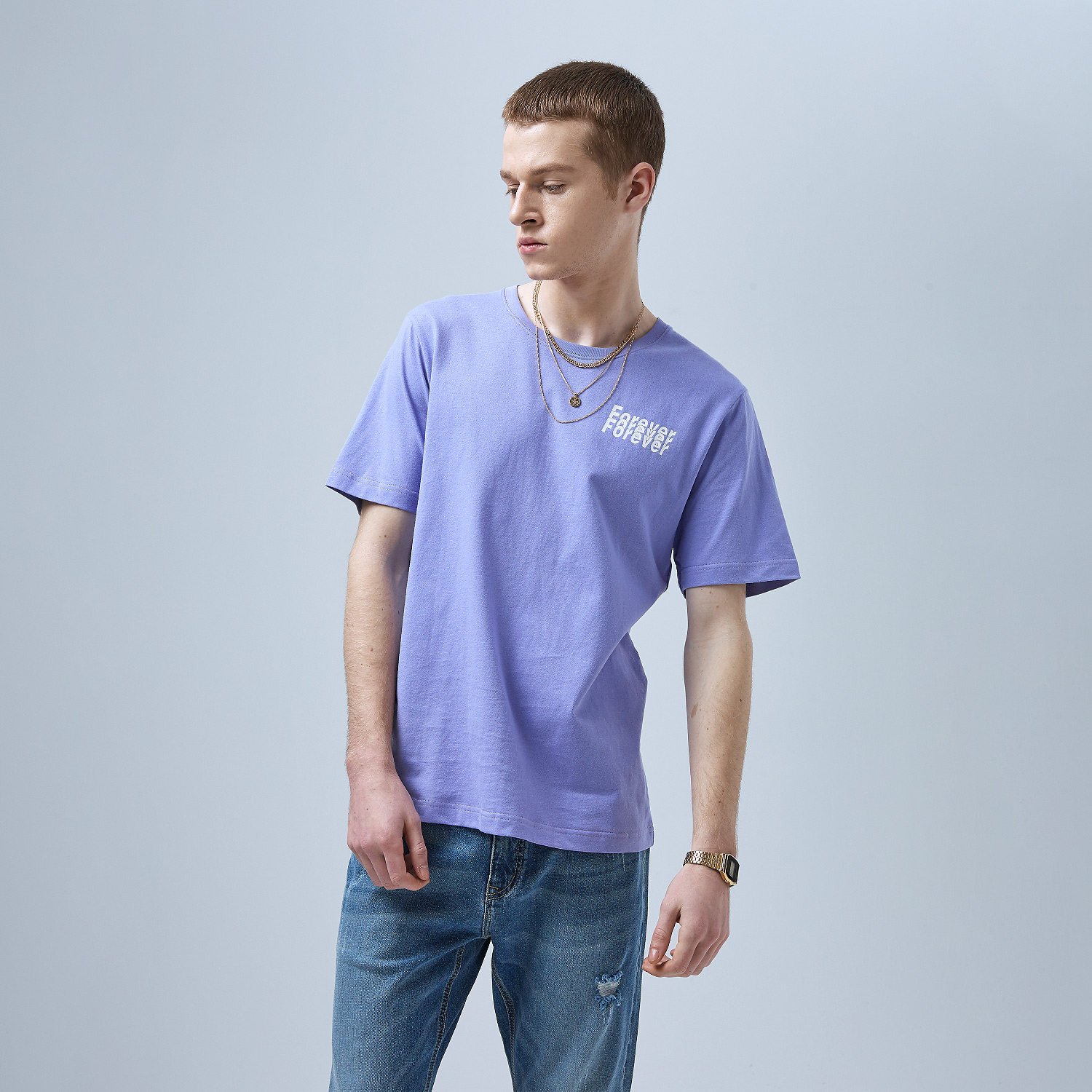 黑鲸字母印花短袖t恤男2019夏季新品男装休闲套头衫男