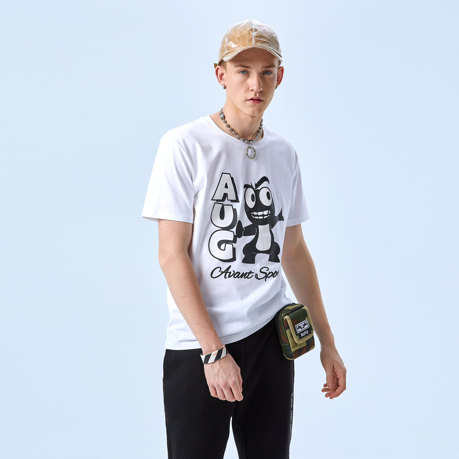 黑鲸趣味图案印花短袖t恤2019夏季新品短t男