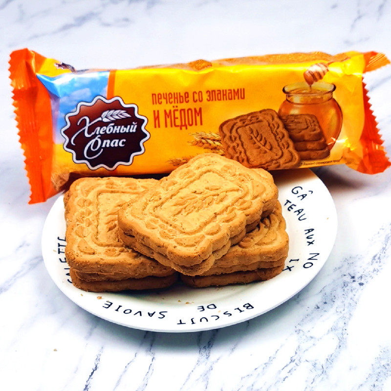 俄罗斯饼干原装进口蜂蜜牛奶味多口味早餐茶点休闲零食品160g袋装