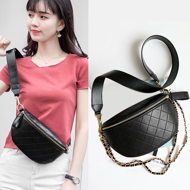 2020新款春季百搭宽带小香风菱格链条胸包腰包女潮ins小众斜挎包