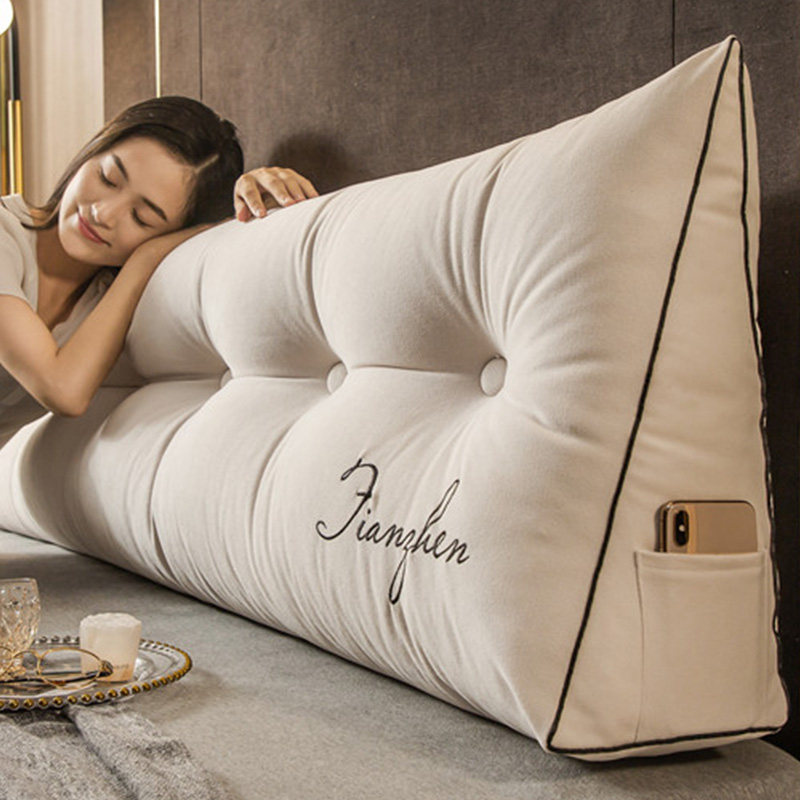 北欧轻奢床头靠垫靠枕臻绒榻榻米软包大靠背护腰沙发长条枕可拆洗