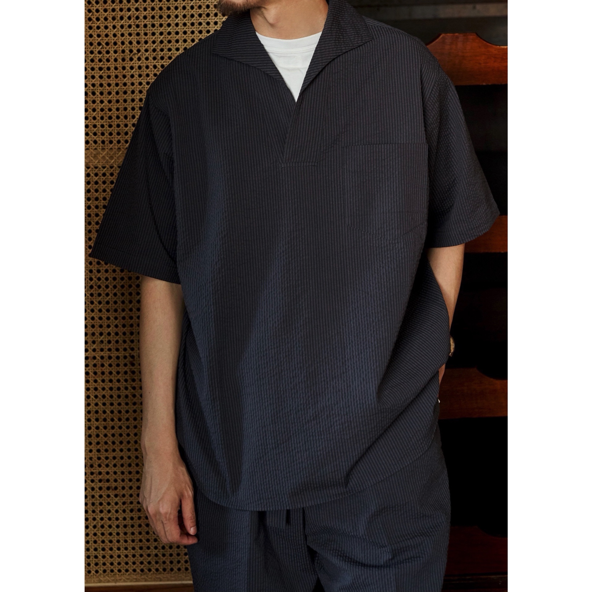 U.Sage SS21 USAGE Naval Pullover ST 复古水手领泡泡纱套头衬衫