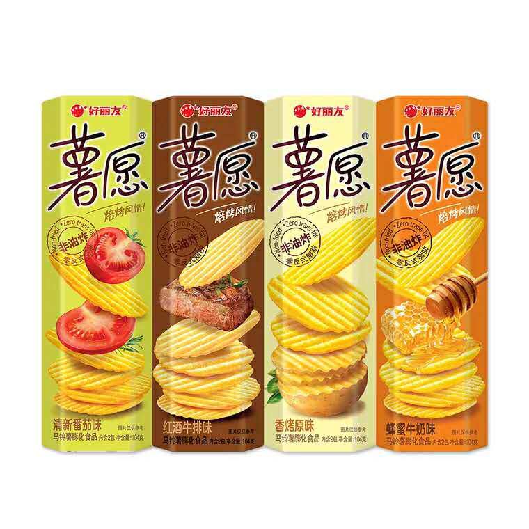 🐝好丽友薯愿104gx6盒焙烤薯片原味蜂蜜黄瓜牛排薯条小吃零食小包装
