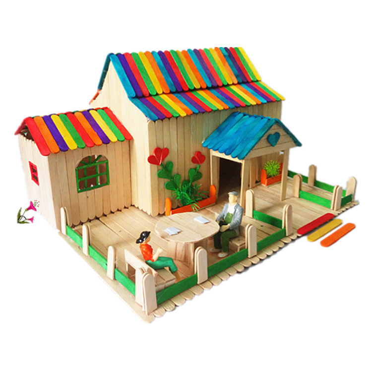 雪糕棒儿童diy手工小制作模型房子材料包幼儿园益智创意耗材包邮