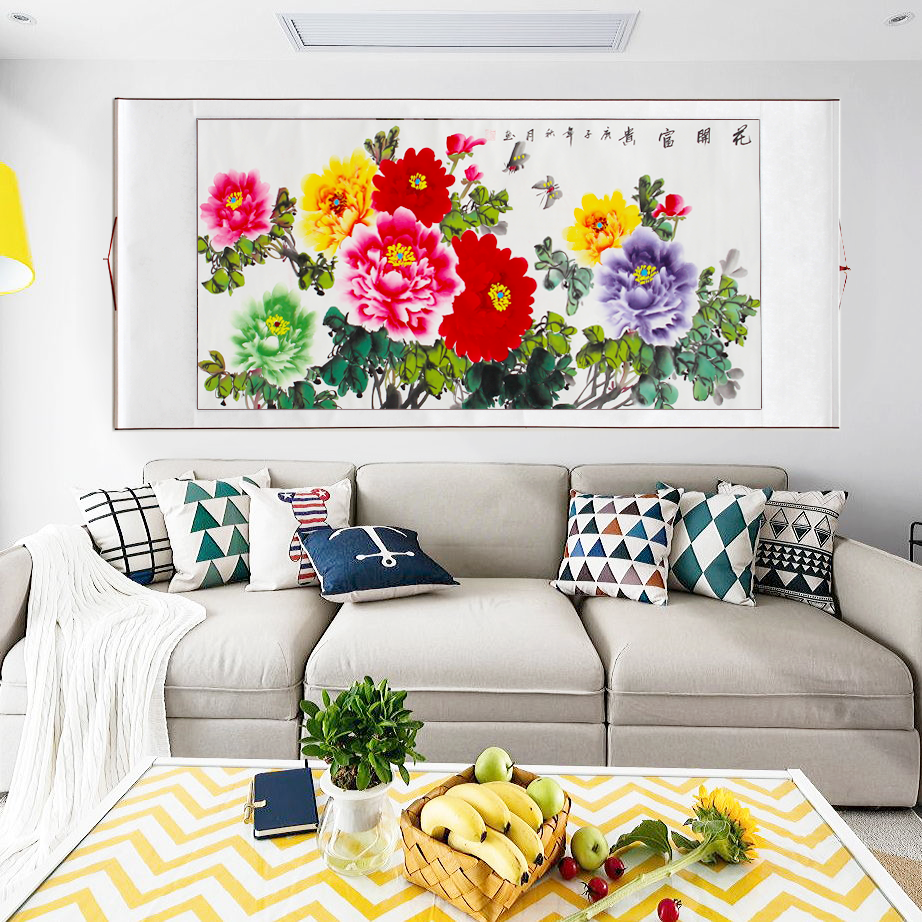 新品富贵牡丹国画手工真迹字画客厅玄关中式国画