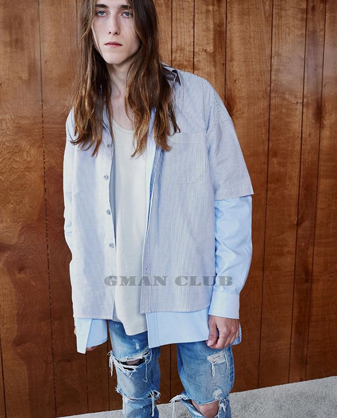 gman高街fearofgodfog第四季牛津布条纹宽松衬衫