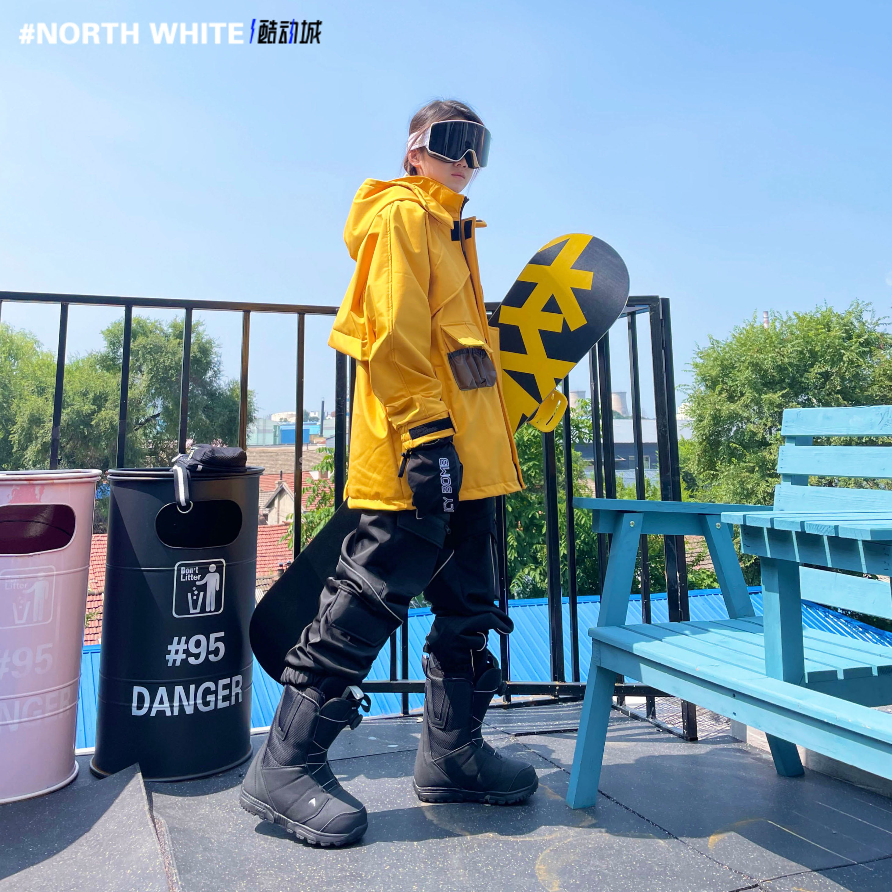 #NorthWhite黑黄滑雪服套装单双板防风防水加厚保暖专业雪衣雪裤