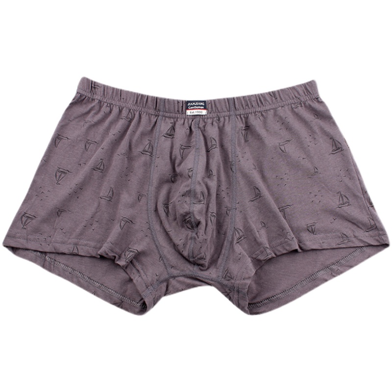 健将男士平角内裤纯棉印花100%透气全棉中腰男平角内裤