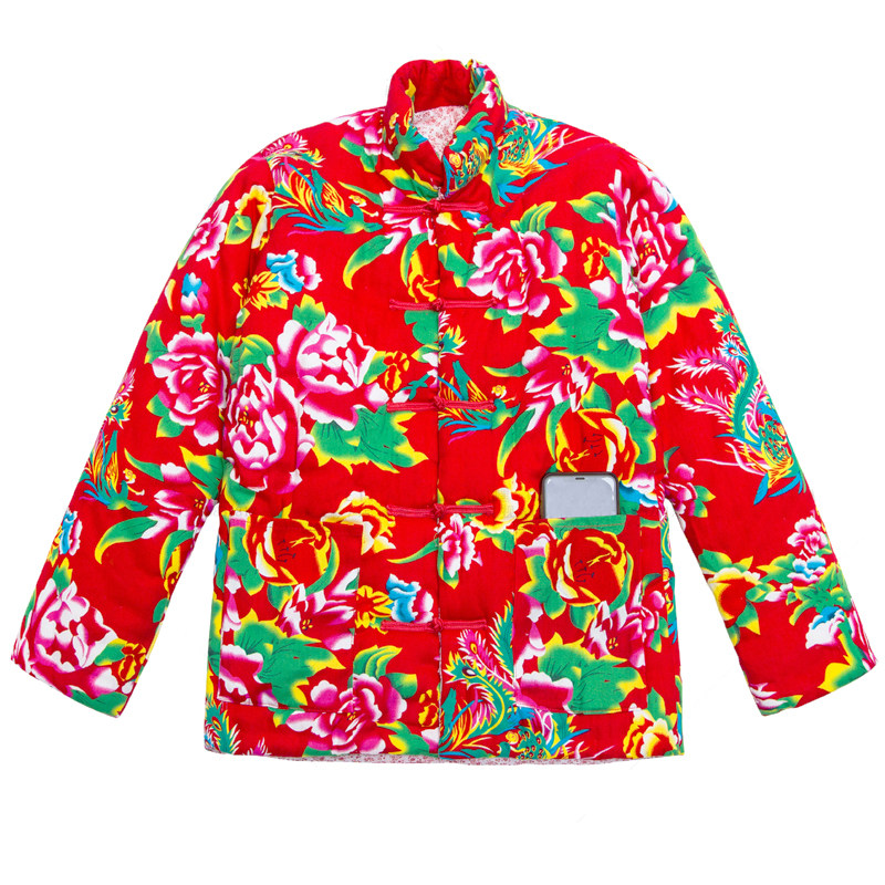 东北北大花布衣服纯棉春秋薄款男女二人转抖音民族服装