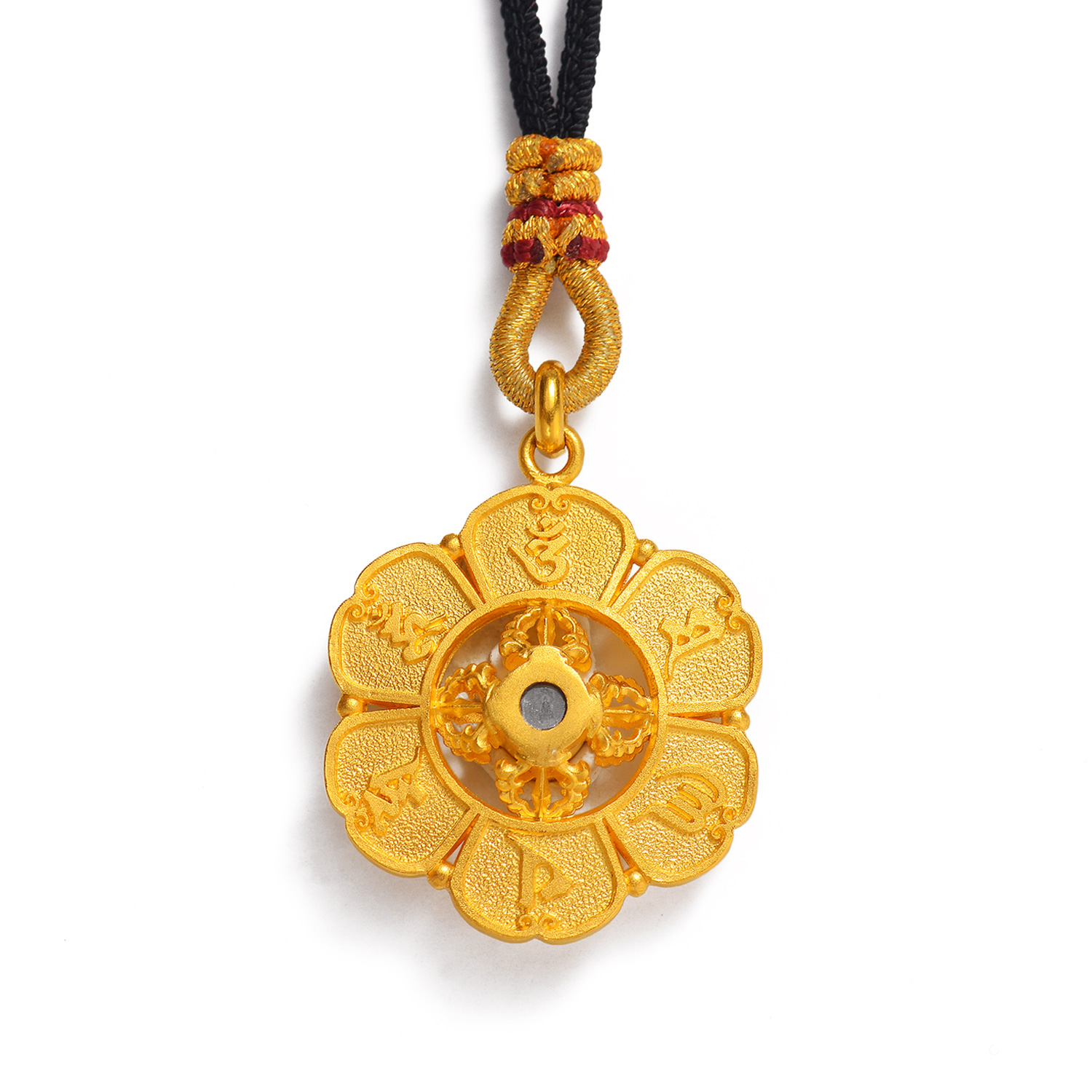 金足金足金六字真言福牌吊坠黄金饰品礼盒盒装颈饰