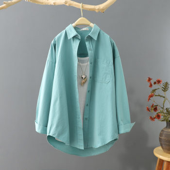 Spring 2024 New Arrival Lazy Style Loose Solid Color Long Sleeve Shirt Women Korean Style Versatile Cotton Shirt Women Top