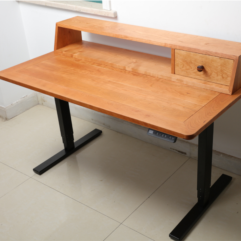 实木电动升降学习课桌写字多功能书架电脑工作台电脑桌