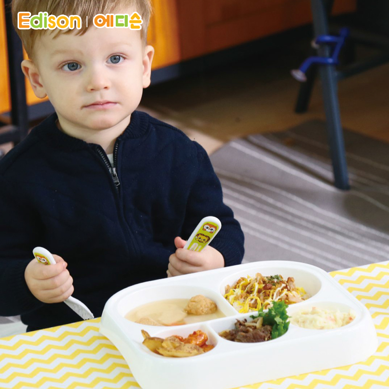 韩国Edison爱迪生儿童分格餐盘宝宝零食盘水果盘防滑耐摔辅食碗