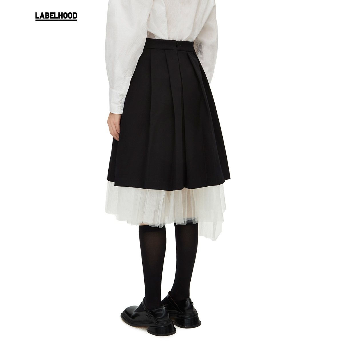 预售shushutong设计师品牌高腰双层网纱拼接百褶半身裙女半身裙