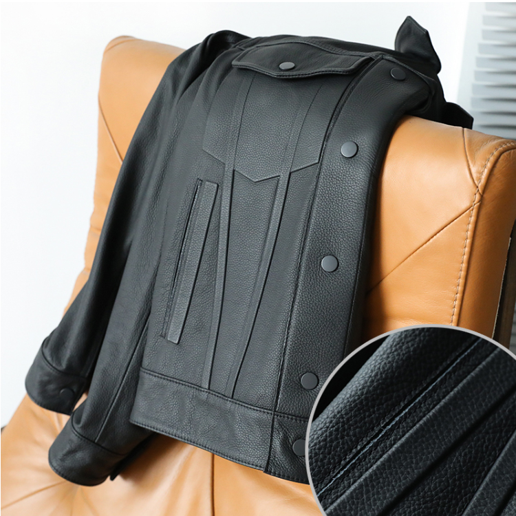 柜5.7W！日线進口枥木植鞣牛皮秋冬高端时尚真皮皮衣夹克男外套潮