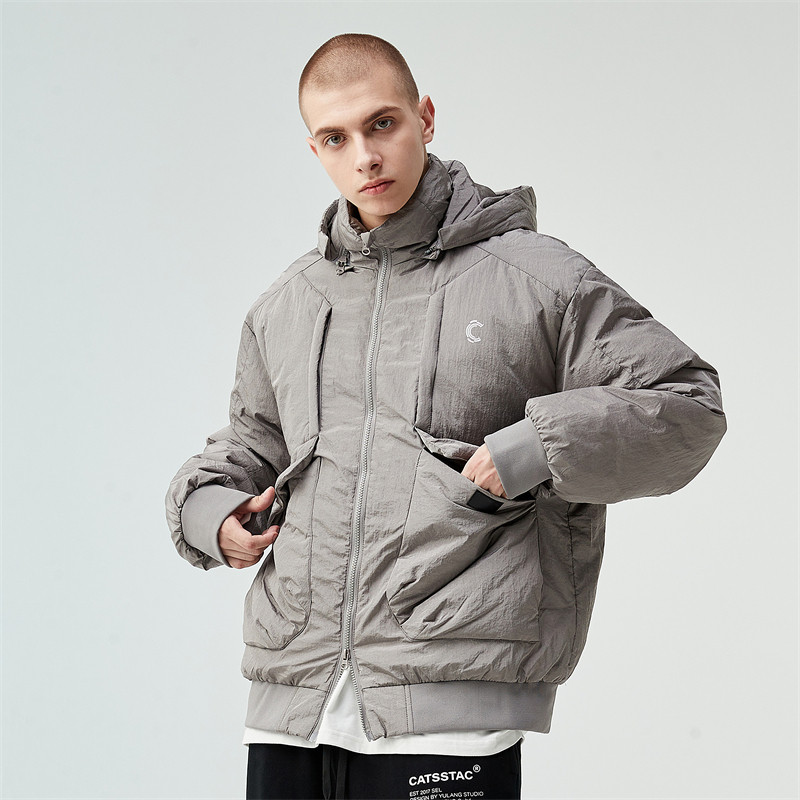 catsstac防水金属尼龙多面体羽绒服秋冬保暖潮牌男女羽绒服