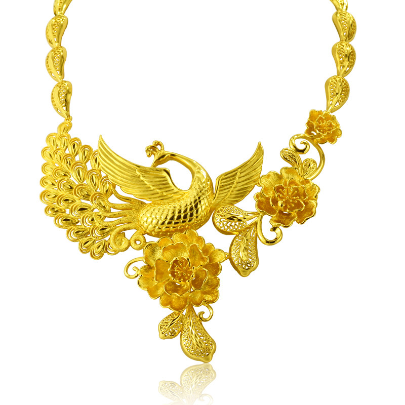 项链镀金霸气凤凰新娘结婚首饰橱窗摆设婚庆项链