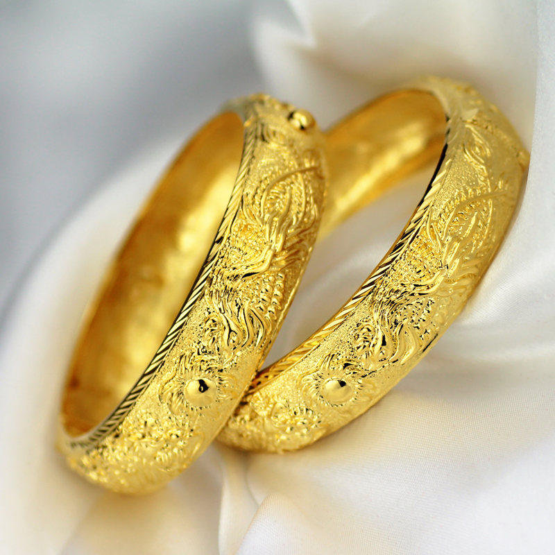 龙凤镀金手镯新娘结婚金饰品饰品镯子婚嫁金手镯手镯